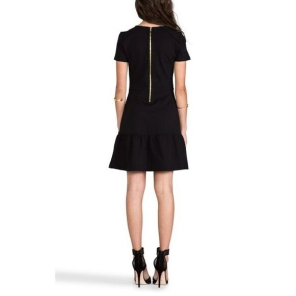 Juicy‎ Couture Drop Waist Round Neck Flirty Ruffle Ponte Dress Black Extra Small - Picture 4 of 11
